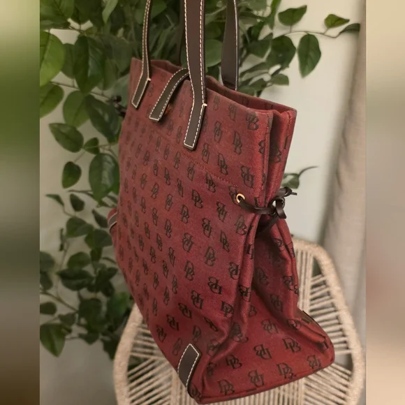 Dooney & Bourke Burgundy Tote with Brown Accents - Picture 4 of 6